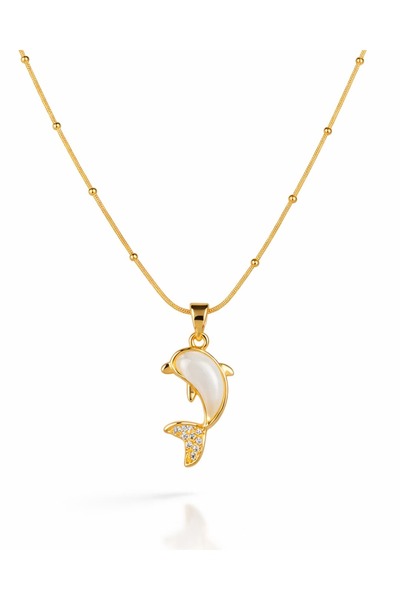 Portakal Esintisi Delfi Dorika Chain Dolphin Steel Necklace