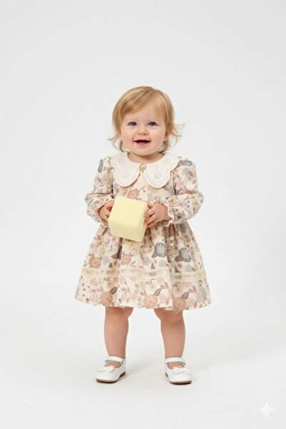 Butik Gold Düğmeli Vintage Elbise