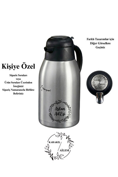 Penguen Kişiye Özel 2 Litre Çift Kat Çelik Çay Termosu Sızdırmaz Kapaklı Yeni...