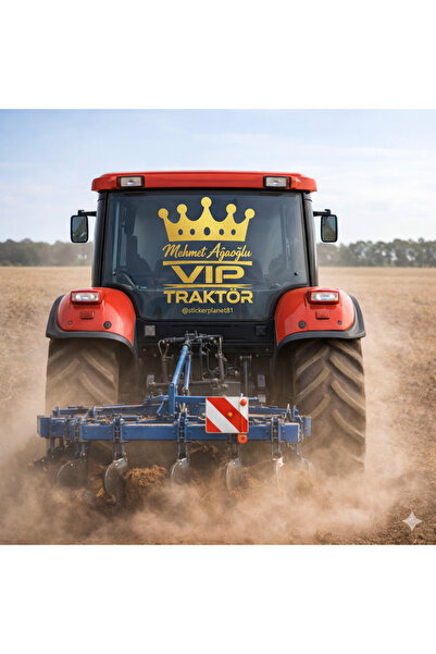 AlpiLeo Özel İsimli Traktör Cam Sticker - Kral Tacı VIP Traktör Yazısı - 28x3...