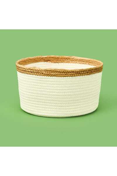 KUT FLY سلة على الطراز البوهيمي - أبيض / بيج - 22x11 سم