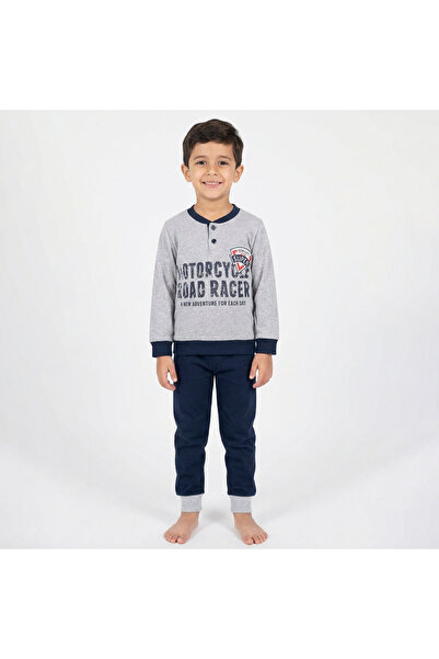 levanapajamas Boys' cotton pajama set – grey and black with a modern print