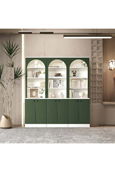klubeconcept ARCERA Yeşil LED’li Kitaplık & Vitrin Dolabı %100 MDF