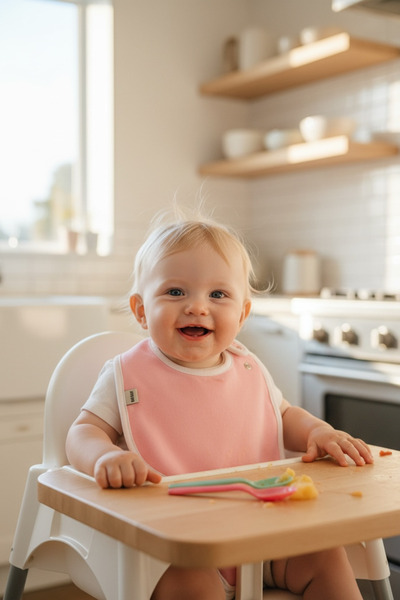 runbaby Fleece Liquid Resistant Two-Stage Snap-On Baby Food Bib (0-3 Months)