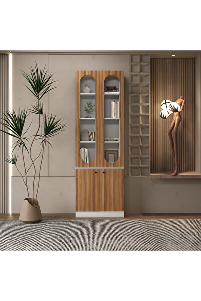 klubeconcept ARC LED’li Beyaz Kemerli Kitaplık %100 MDF 70×30×210 cm