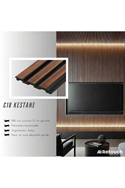 C18 Kestane New Lambri Duvar Panel 12 x 280 (10 Adet)