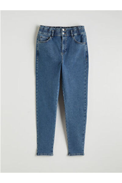 LC Waikiki artı-store Γυναικείο τζιν παντελόνι από ύφασμα τζιν με υψηλή περιε...