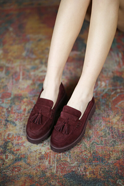 EREN SHOES BAG Ern-Pnpn Genuine Leather Loafer Shoes with Pompom and Tassels