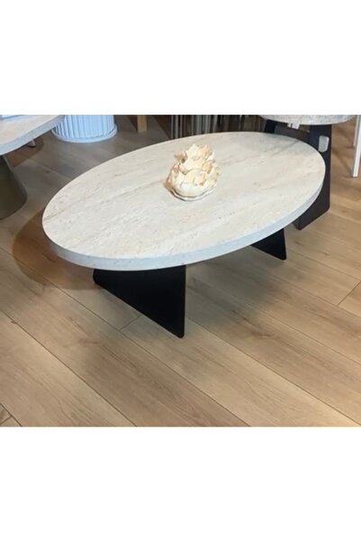 desping Modern elips orta sehpa traverten suntalam tabla