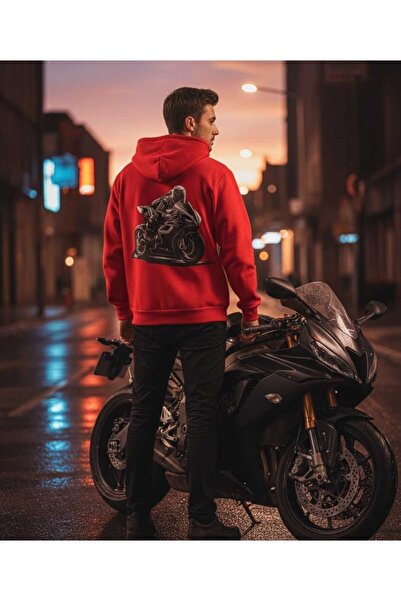 DİVİN Hooded Motorcycle Spirit Oversized Sweatshirt