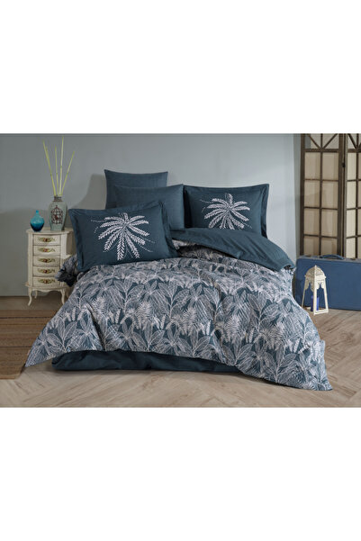 CASIMI Poplin Cotton Bedding Set, Quilted, 2 Persons - Selene Petrol