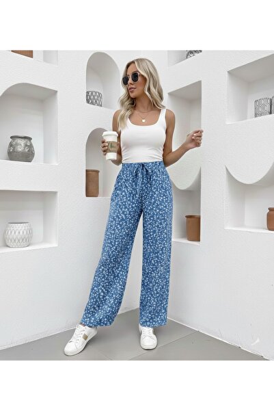 THEBEK Women's Wide-Legged Wrinkled Trousers – Light Fabric, Comfortable Fit,...