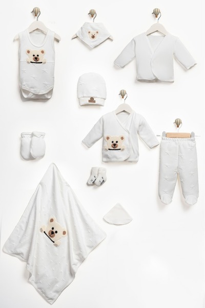 ConconBebe 10’lu Organik Pamuk Yenidoğan Bebek Hastane Çıkış Seti %100 Unisex...