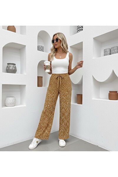 THEBEK Women's Wide-Legged Wrinkled Trousers – Light Fabric, Comfortable Fit,...