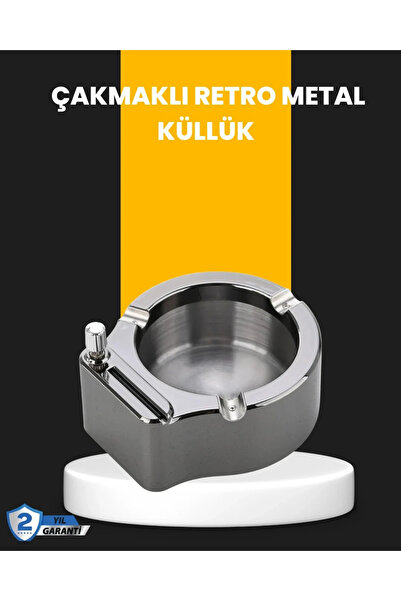 Epilons Scrumieră rotundă cu brichetă, structură metalică durabilă