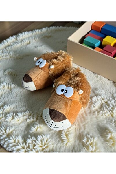 AkınalBella Unisex Special Quality Animal-Shaped Fluffy Slippers with Eyes