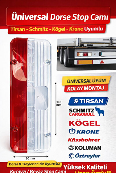 Saba Dorse Stop Camı Kırmızı Beyaz Modulamp Lens Sağ ve Sol Uyumlu Tırsan - S...