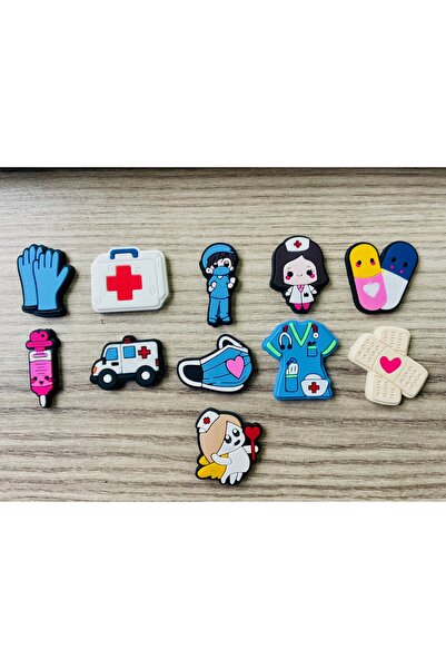 atölye karnaval A Kalite Terlik Süsü Charm Medikal Sağlıkcı Seti 11 li set