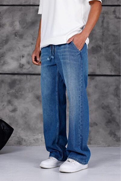 Oksit Jackson Unisex Oversized Denim Jeans with Drawstring and Elastic Waist ...