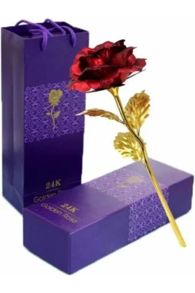 LOVE Trandafir decorativ rosu in cutie eleganta, cadou premium cu punguta inc...