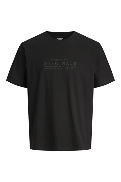Jack & Jones Men's Black Jorcatskills Minimal Tee Crew Neck Ln T-Shirt 122903...