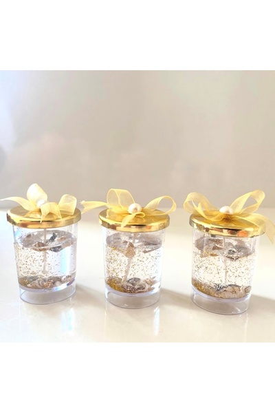 HATIC ART Deniz Kabuklu Simli jel Mum Mika Shot Bardak Mum Söz, Nişan, Düğün,...