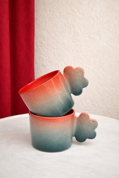 MeGgDecor Cloud Breeze Handmade Ceramic Mug Set of 2