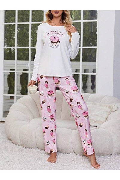 MİMİ PİJAMA Γυναικείο σετ πιτζάμες με μακριά μανίκια για παγωτό και μπάνιο