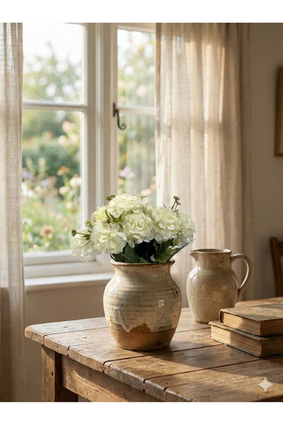 Siyah Lale Kasımpatı, Chrysanthemum, Pompom Krem, Kırık Beyaz Renk Yapay Çiçe...