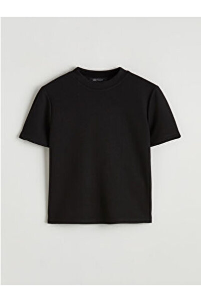 LC Waikiki تي شيرت نسائي ضيق من arti-store، مصنوع من قماش إنترلوك. ياقة الدرا...