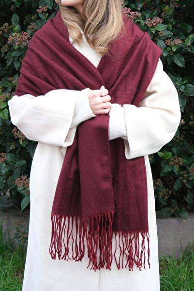 YENGEÇ Burgundy Tasseled Scarf