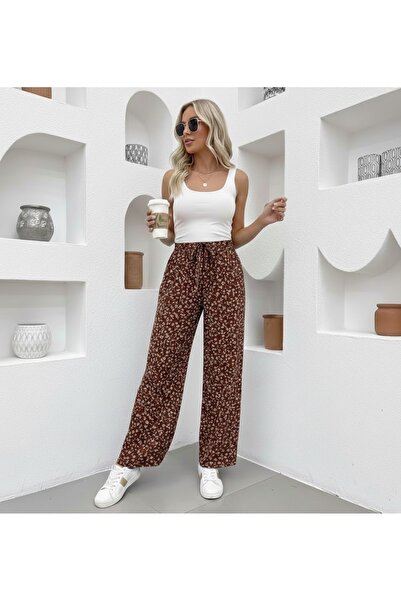 THEBEK Women's Wide-Legged Wrinkled Trousers – Light Fabric, Comfortable Fit,...