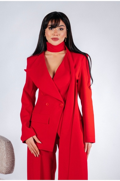 HOEK Women's Shawl Detailed Buttoned Jacket Trousers Suit