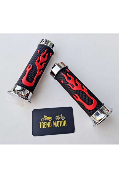 monero Motosiklet Elcik Takımı Kırmızı Alevli - Cg Kuba Chopper