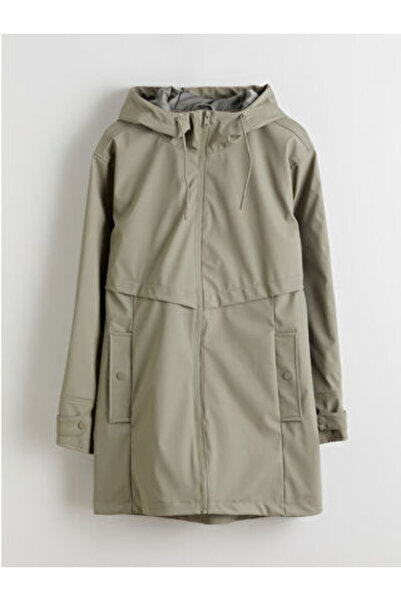 LC Waikiki Artı-Store Hooded Women's Raincoat with Zipper Closure and Drawstr...