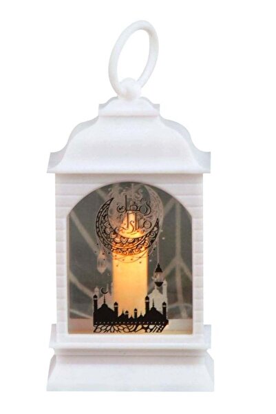 AZOZ MERCHLY فانوس رمضان، يعمل بالبطارية، مقاس 13×4×7 سم، أبيض