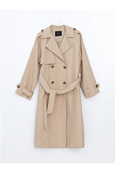 LC Waikiki Beige Jacket Collar Women's Trench Coat