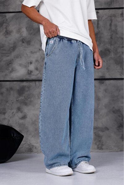 Oksit Jackson Unisex Oversized Denim Jeans with Drawstring and Elastic Waist ...