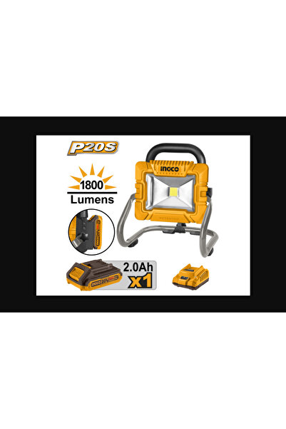 Ingco Spot LED fără fir 1800 lm 20 V (1 x baterie 2.0 Ah + încărcător)