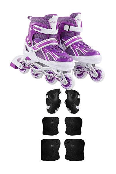 Furkan Toys Işıklı Ayarlanabilir Alıştırma Pateni ve Dizlik Dirseklik Eldiven...