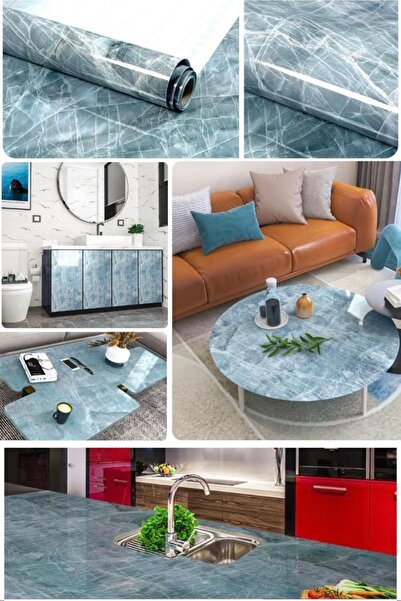 Munico Masa Mutfak Dolabı Tezgah Mermer Desenli Yapışkanlı Mavi Şık Her Yere ...