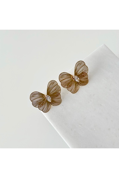 Vesce Atelier Filigree Textured Crystal Butterfly Earrings