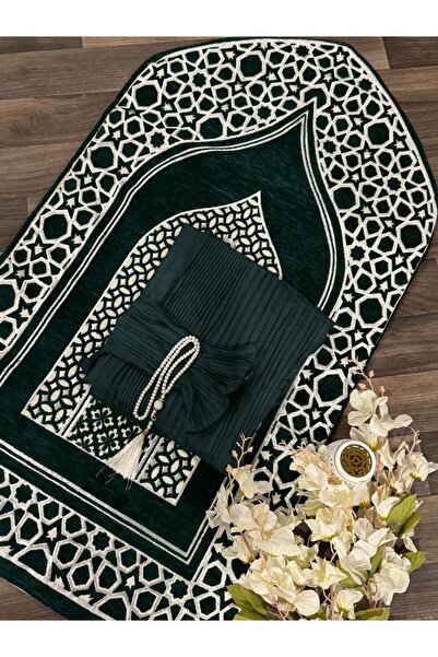 ssd طقم سجادة صلاة مع شرشف (موديل حديث) - خامة قطنية ناعمة وتصاميم إسلامية مميزة