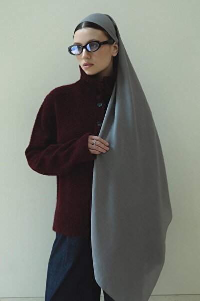 Jolamier Füme Düz Yün İpek Şal