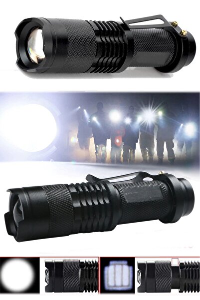 Munico Profesyonel Şarjlı Metal Mini El Feneri Flash Işık 5 Saat Şarj Süre Ef...