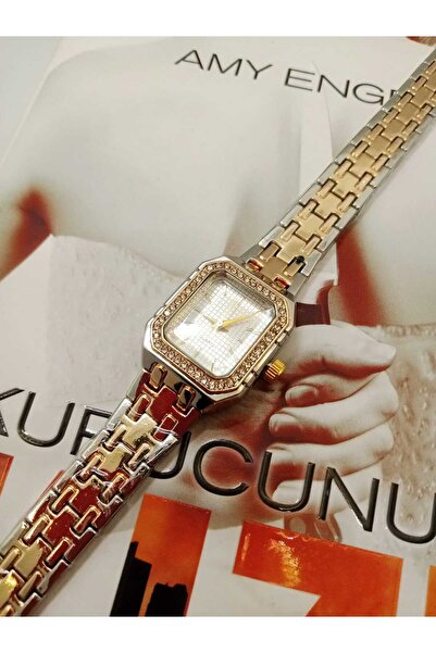 Brality Daimont TAŞLI Tasarım - Vintage Retro Model- Gold_Gümüş Renk Çelik Ko...