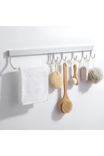 Salestore Ράφι πετσετών από ανοξείδωτο ατσάλι, 60 cm, χωρίς τρύπημα, αυτοκόλλ...