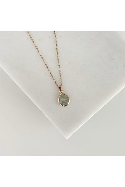 Vesce Atelier Mint Essence Drop Green Natural Stone Necklace