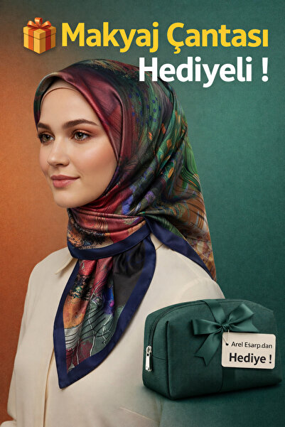 Picasso Silk-Look Navy Blue Crystal Scarf – Twill Stylish Design 90X90