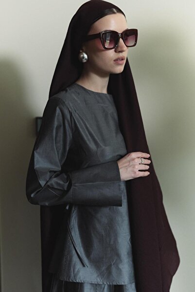 Jolamier Mürdüm Düz Yün İpek Şal